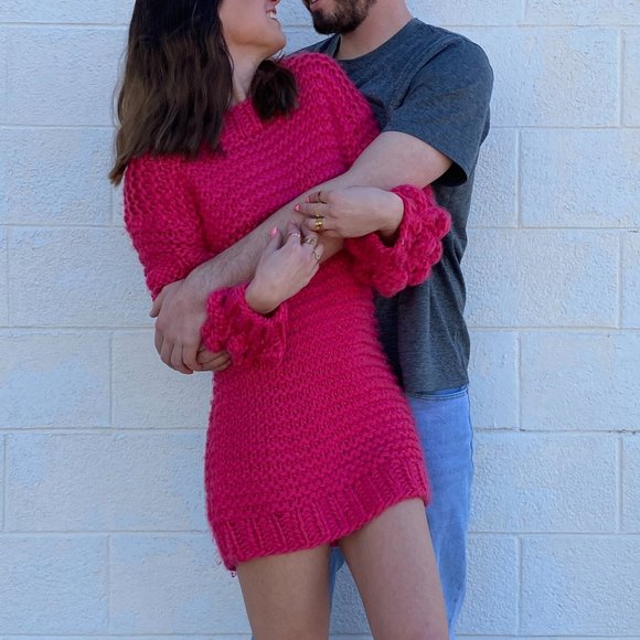 Macaron Bubble Hot Pink Chunky Knit Sweater - Picture 6 of 6